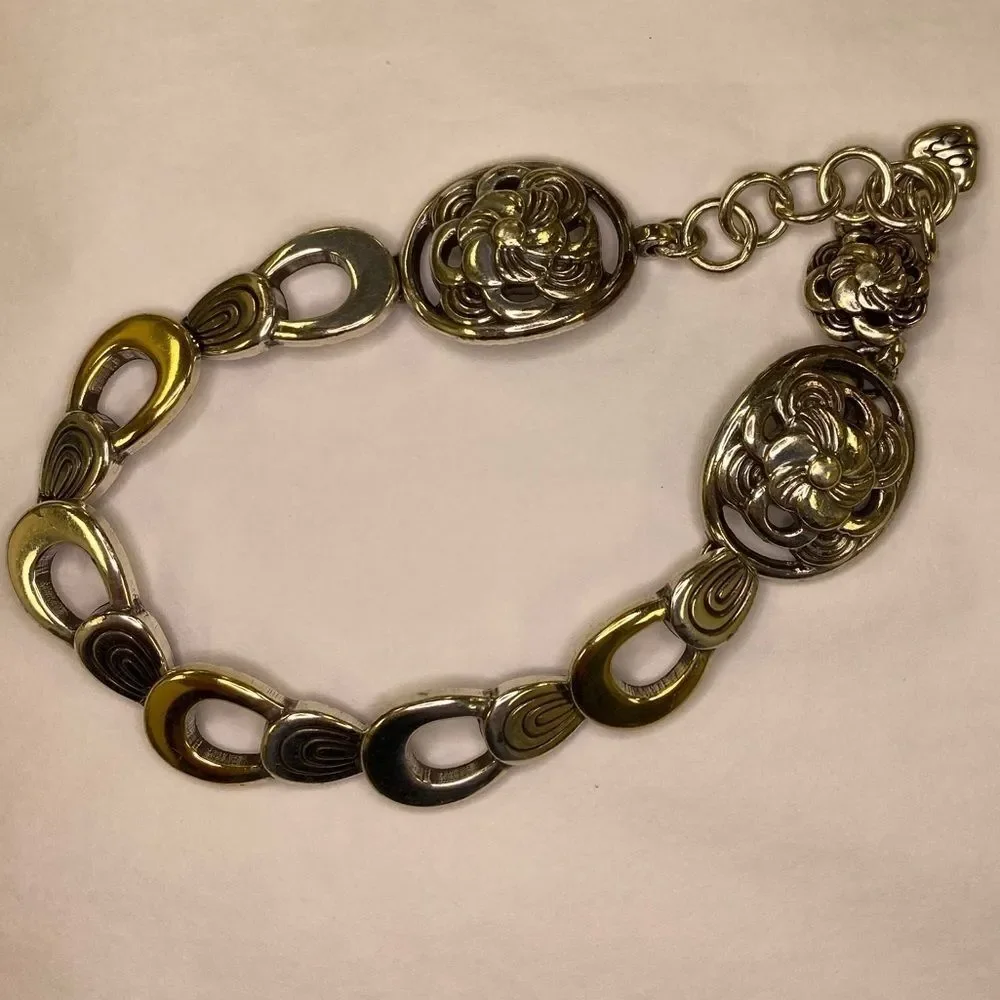 BRIGHTON gold and silver etched circle links bracelet‎ and earrings set.